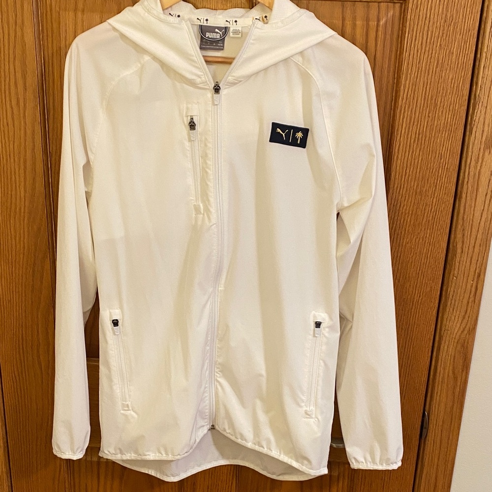 Puma Cream /White Hooded Windbreaker Full Zip Women’s Size S Activewear Athletic